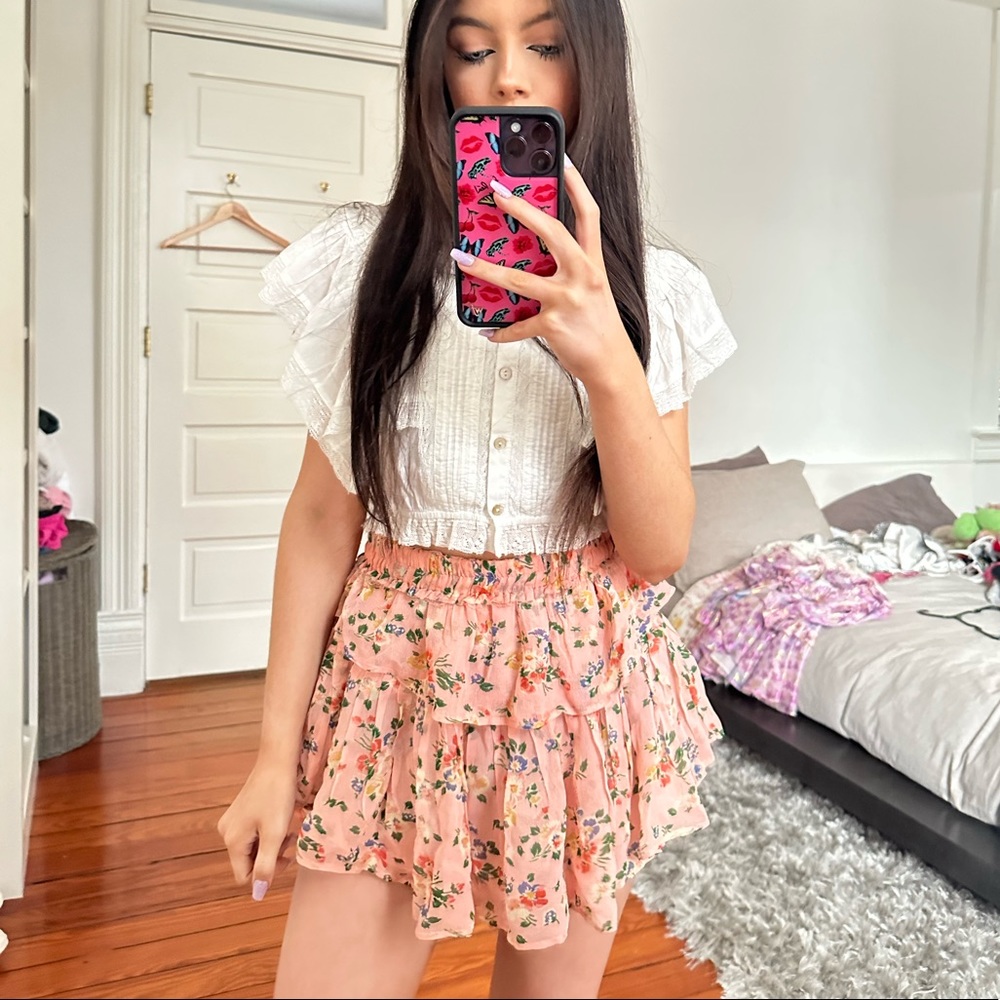 loveshackfancy ruffle mini skirt